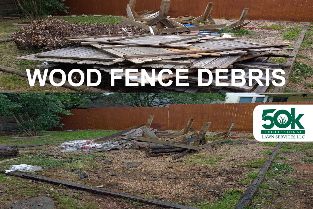 Yard cleaning service includes removal of unlimited amount of unstained fence debris.