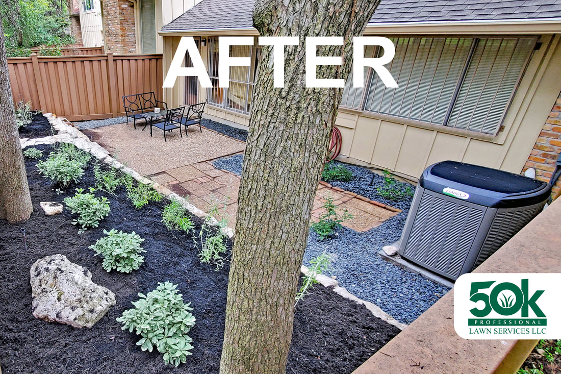 After Yard Cleanup and Landscape Installation at the Balcones Hills neighborhood in west Austin.