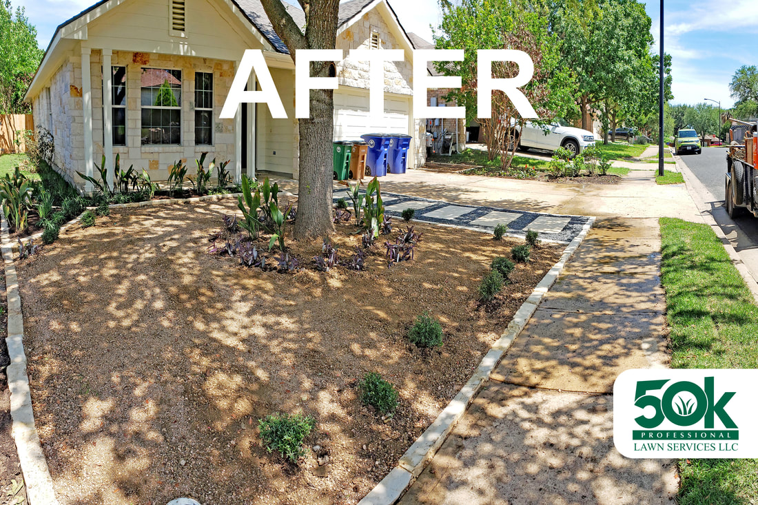 Before Landscaping Service at The Crossing at Onion Creek Neighborhood in south Austin.
